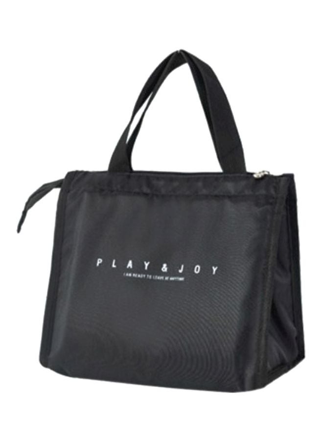Thermal Insulated Lunch Bag Oxford Material 21x25x12 cm Black