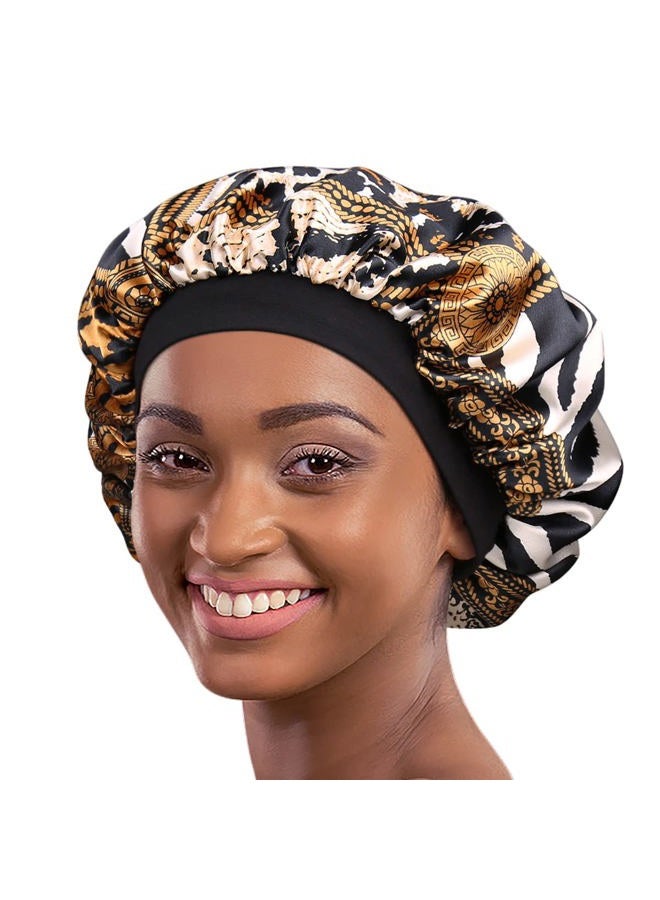 Alnorm (Retro Shapes) - Satin Sleeping Cap for Girls Women Turban Comfortable Headband Slouchy Beanie - Image 1
