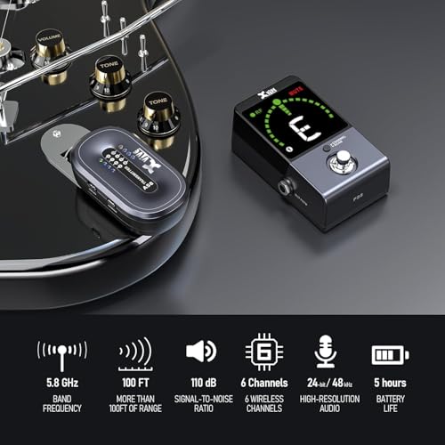 Xvive P58 Wireless Guitar Pedal System 58GHz Wireless Guitar Transmitter and Chromatic tuner Pedal Receiver for Active or Passive Pickup Bass Guitar PiezoElectric Acoustic Guitar - Image 3