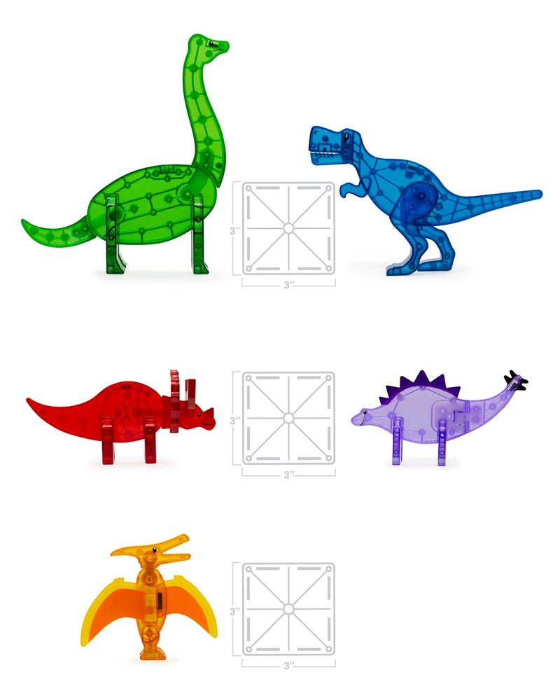 MAGNA-TILES Dinos 5-Piece Magnetic Construction Set, The ORIGINAL Magnetic Building Brand - Image 3
