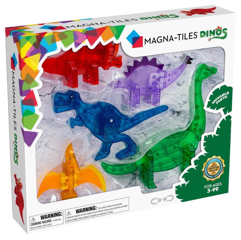 MAGNA-TILES Dinos 5-Piece Magnetic Construction Set, The ORIGINAL Magnetic Building Brand - Image 1
