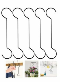 5 PCS Bird Feeder Hooks Heavy Duty S Hooks for Hanging Long S Hooks Rustproof Tree Branch Hook for Indoor and Outdoor Wardrobe Hooks Fence Hooks Garden Hooks Tree Hooks 30 * 6cm, Black