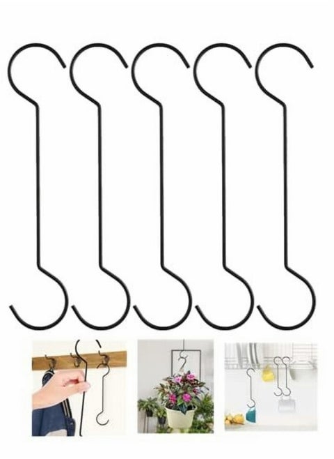 5 PCS Bird Feeder Hooks Heavy Duty S Hooks for Hanging Long S Hooks Rustproof Tree Branch Hook for Indoor and Outdoor Wardrobe Hooks Fence Hooks Garden Hooks Tree Hooks 30 * 6cm, Black