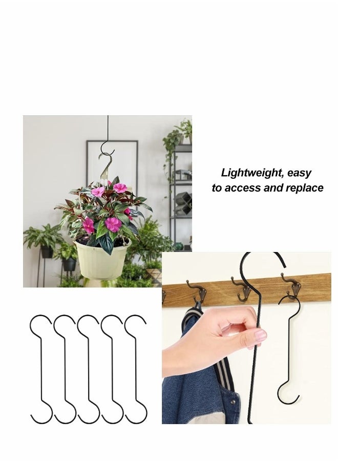 Generic - 5 PCS Bird Feeder Hooks Heavy Duty S Hooks for Hanging Long S Hooks Rustproof Tree Branch Hook for Indoor and Outdoor Wardrobe Hooks Fence Hooks Garden Hooks Tree Hooks 30 * 6cm, Black - Image 1