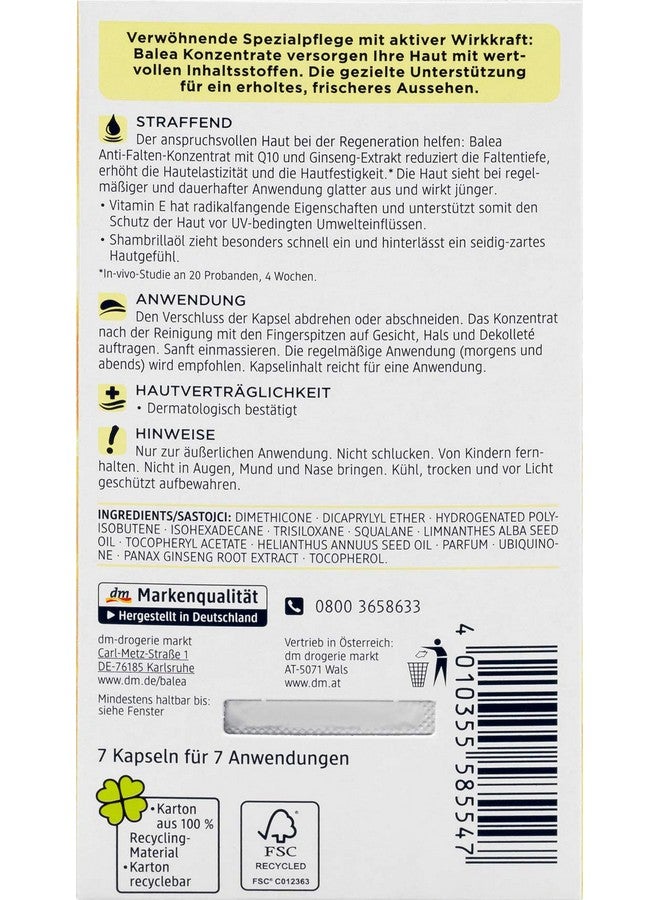 باليا 5 عبوات × 7 قطع، 35 تطبيقًا، مركّز زيت مضاد للتجاعيد من Balea مع Q10 وفيتامين E ومستخلص الجنسنغ/ألمانيا - Image 3