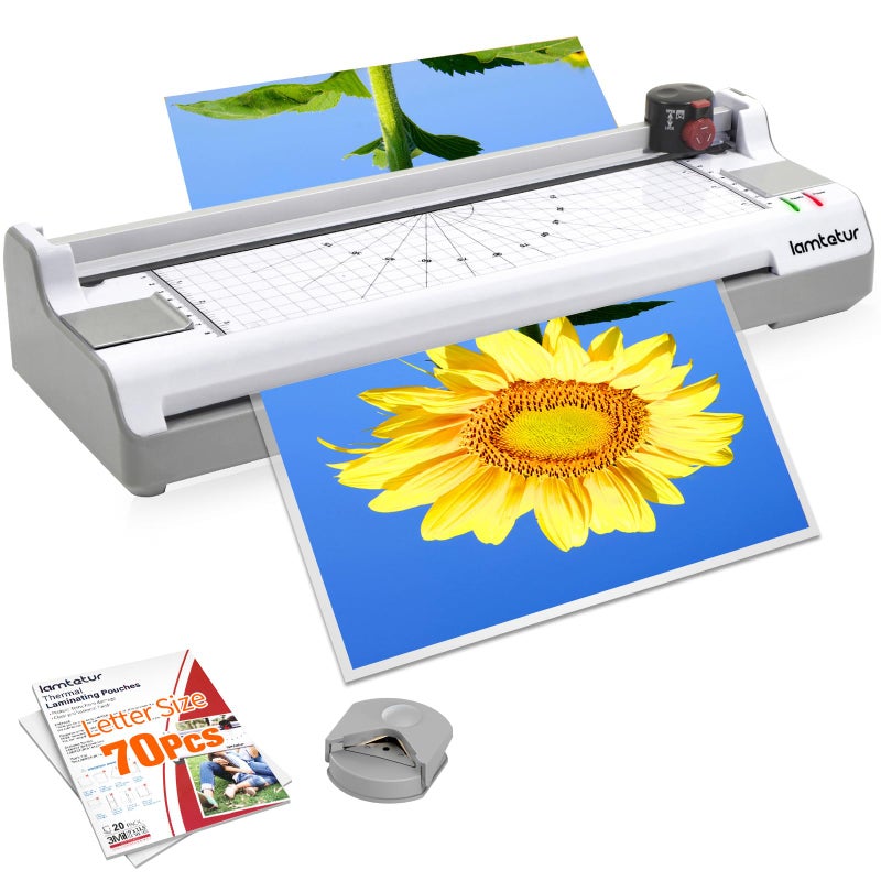 lamtetur Laminator Machine 11X17 with 70Letter Size Laminating Sheets for A3/A4,13Inch Wide Thermal Hot&Cold 2Roller Lamination Laminated 3-5mil for Office Home Teacher,with Paper Cutter,Corner Rounder - Image 1