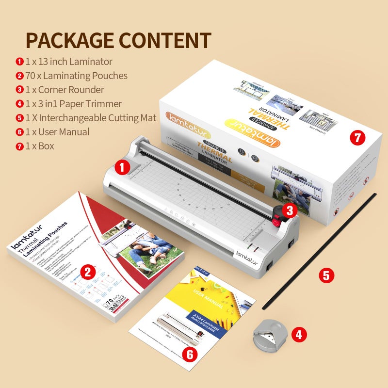 lamtetur Laminator Machine 11X17 with 70Letter Size Laminating Sheets for A3/A4,13Inch Wide Thermal Hot&Cold 2Roller Lamination Laminated 3-5mil for Office Home Teacher,with Paper Cutter,Corner Rounder - Image 2