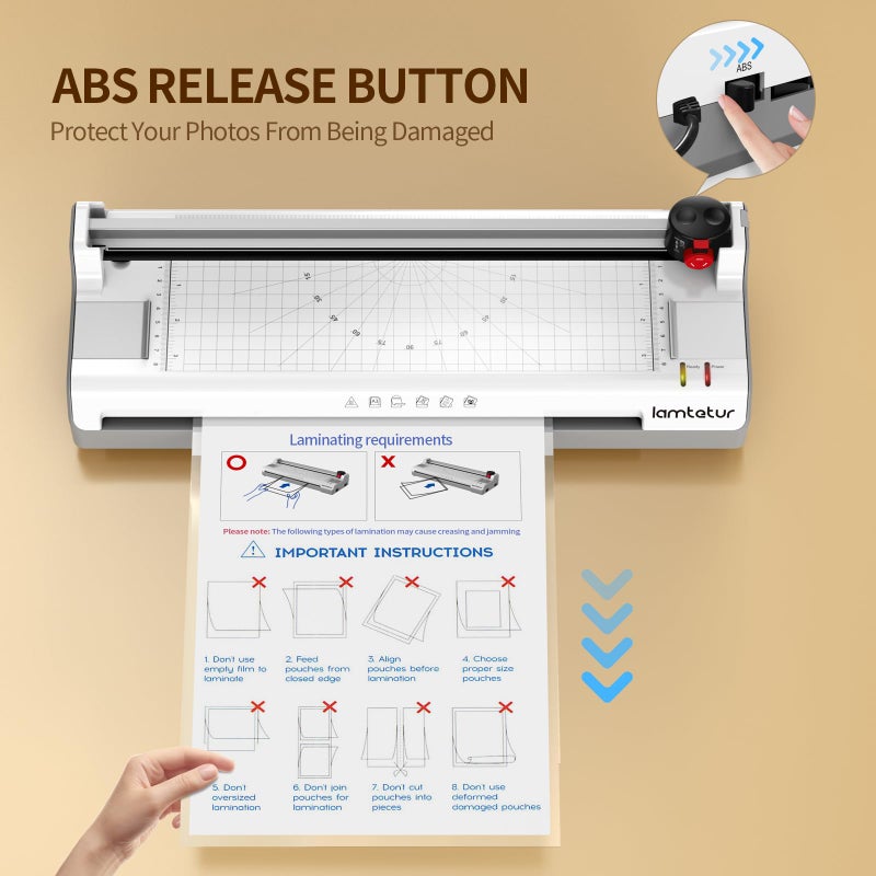 lamtetur Laminator Machine 11X17 with 70Letter Size Laminating Sheets for A3/A4,13Inch Wide Thermal Hot&Cold 2Roller Lamination Laminated 3-5mil for Office Home Teacher,with Paper Cutter,Corner Rounder - Image 3