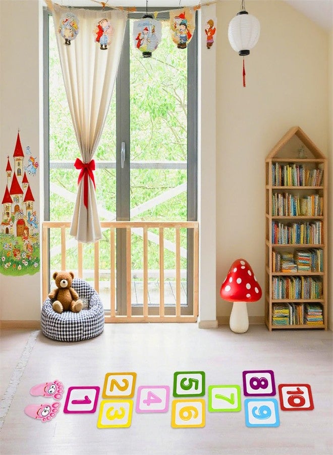 ZLY 10 PCS Number Lattice Floor Sticker with Footprint Stickers,Funny Number Hopscotch Game Floor Stickers Wall Decals for Classroom Bedroom Living Room Ground Corridor Nursery - Image 2