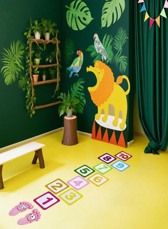 ZLY 10 PCS Number Lattice Floor Sticker with Footprint Stickers,Funny Number Hopscotch Game Floor Stickers Wall Decals for Classroom Bedroom Living Room Ground Corridor Nursery - Image 3