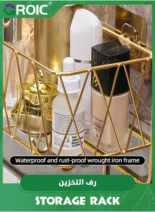 GROIC Shower Caddy,Adhesive Shelves Organizer,Bathroom Shampoo Organizer Shelves, Kitchen Storage Rack, No Drilling Wall Mounted Rustproof Shelf for Inside  - Image 4