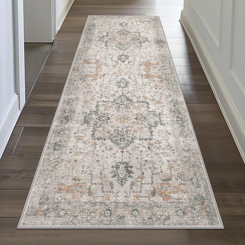 GENIMO GENIMO Area Rug 2x8 Non Slip Vintage Hallway Runner Rug  Low Pile Lightweight Rugs for Entryway  Hallway  Kitchen and Corridor  Light Taupe Brown  - Image 3