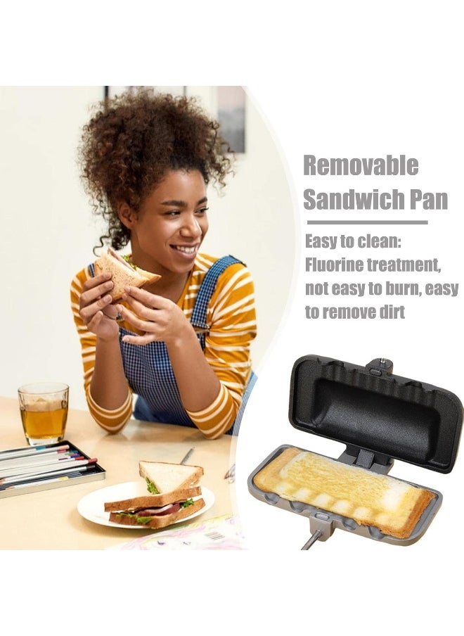 Generic - HWLVH Toasted Sandwich Maker, Non-Stick Stovetop Toastie Maker With Handle, Double Sided Frying Pan Grilled Cheese Maker, Panini Maker Pan For Breakfast, Toastie Sandwich Maker For Home Camping - Image 1