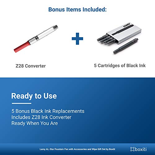 Boxiti AL-Star | Ocean Blue | Fine Nib + 5 Black Ink Cartridges and Converter - Image 4