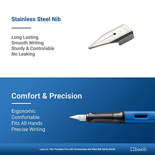 Boxiti AL-Star | Ocean Blue | Fine Nib + 5 Black Ink Cartridges and Converter - Image 5