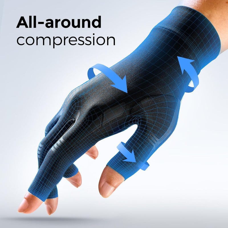 Compression Arthritis Novelty Gloves for Women for Pain, Carpal Tunnel Relief Gloves for Men, Matte Black, M-pair - Image 2