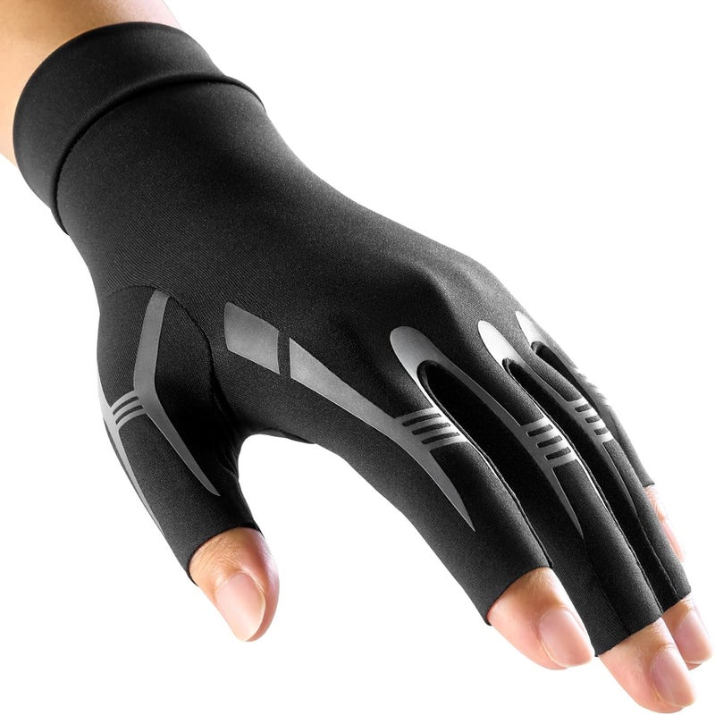 Compression Arthritis Novelty Gloves for Women for Pain, Carpal Tunnel Relief Gloves for Men, Matte Black, M-pair - Image 1