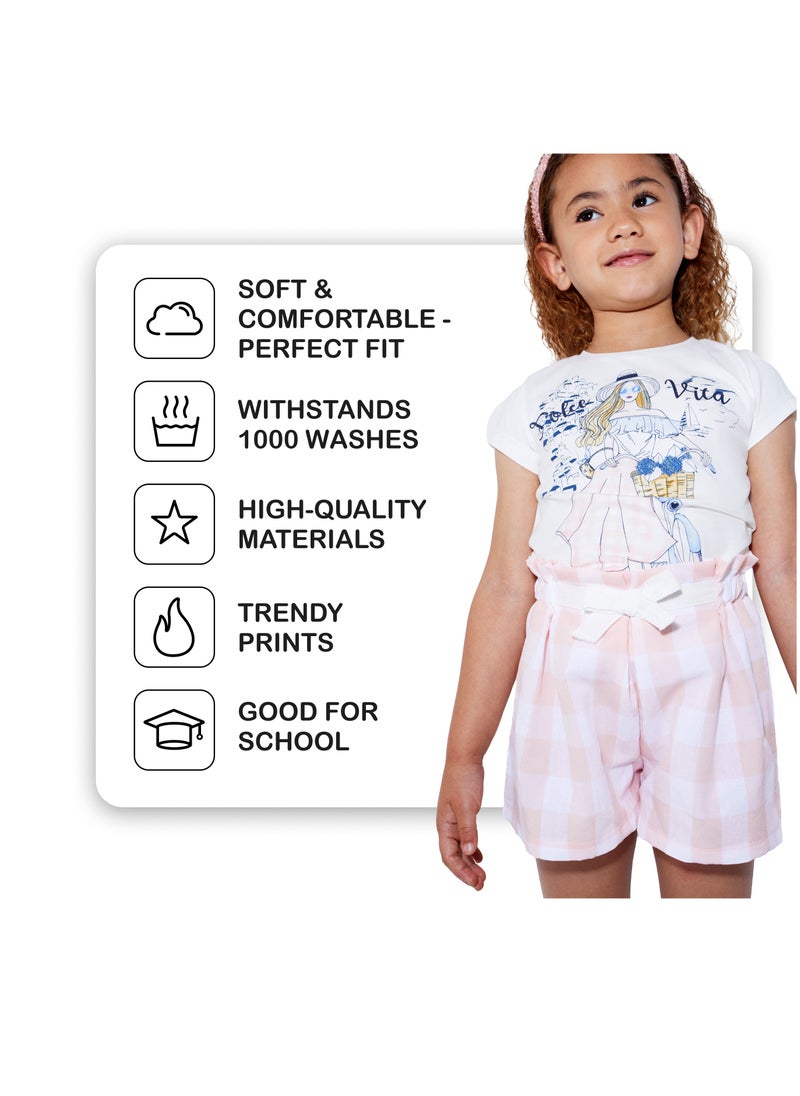CANADA HOUSE Soft and Comfortable Dolce Vita White 100% Organic Cotton T-shirt with Short Sleeves and Round Neckline for Girls  - Image 4