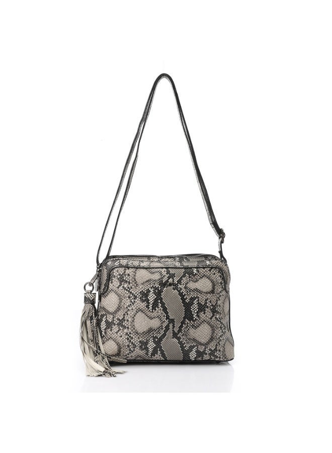 DejaVu Black Snake Textured Cross Body Bag - Image 1