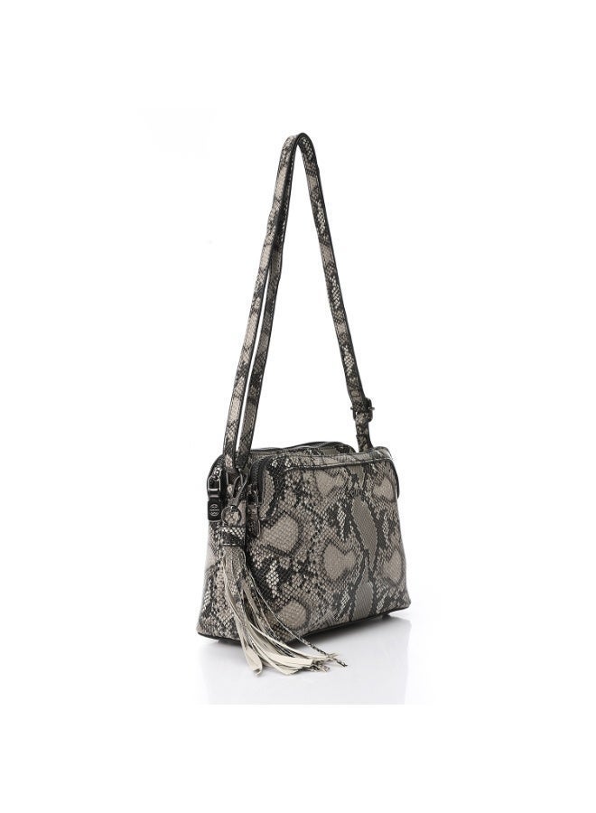 DejaVu Black Snake Textured Cross Body Bag - Image 2