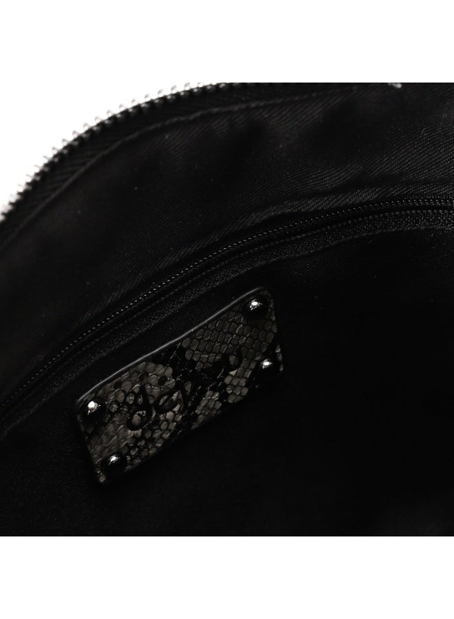 DejaVu Black Snake Textured Cross Body Bag - Image 4