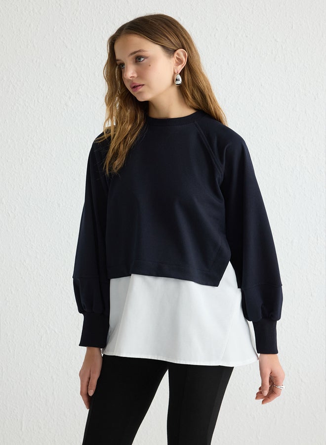 trendyol Navy Blue Woven Fabric 2 Yarn Knitted Tunic - Image 1