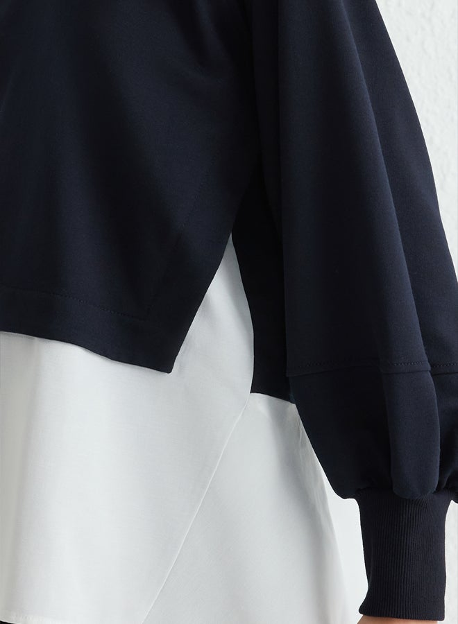 trendyol Navy Blue Woven Fabric 2 Yarn Knitted Tunic - Image 3