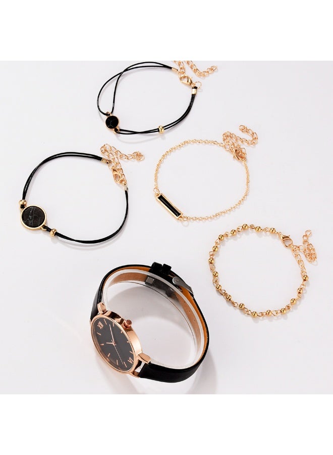 5PCS Stylish Beautiful Ladies Watch Bracelet Charming and Elegant Holiday Gift Women's Watch Set Women's Bangle Watch and Bracelet Set  - Image 3