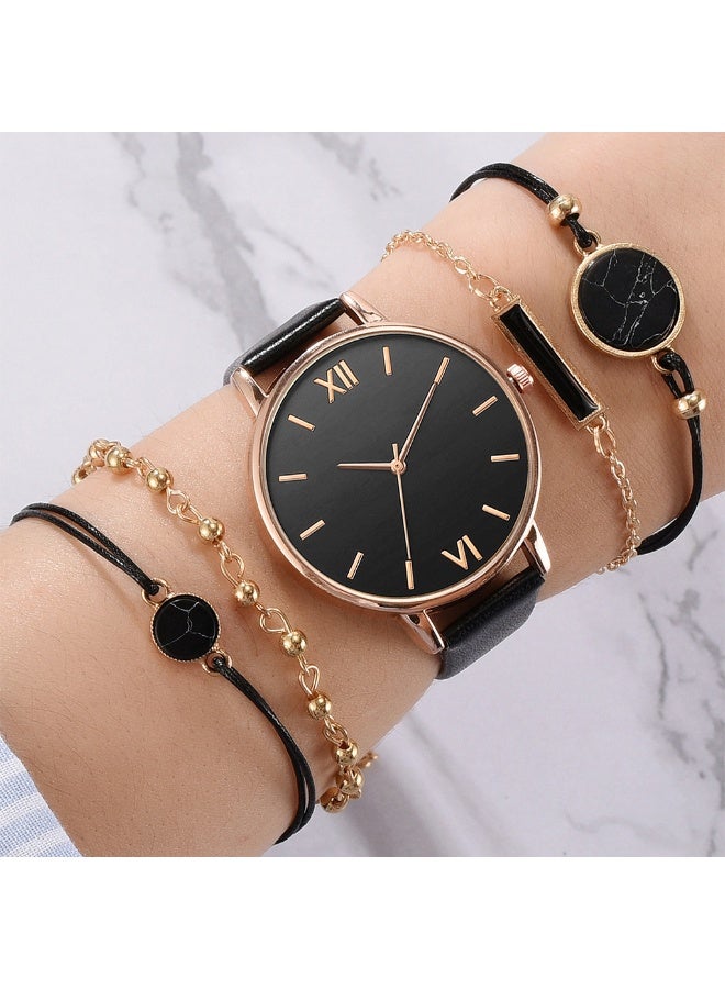 5PCS Stylish Beautiful Ladies Watch Bracelet Charming and Elegant Holiday Gift Women's Watch Set Women's Bangle Watch and Bracelet Set  - Image 2