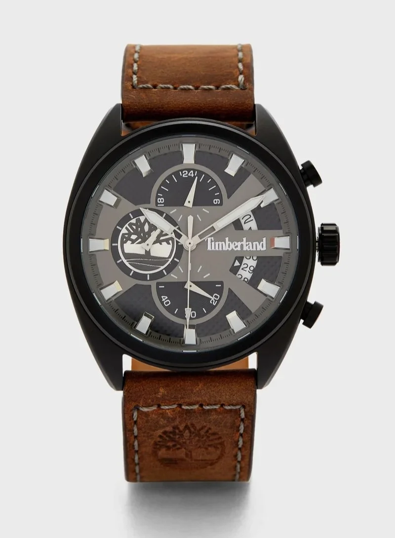 Seabrook Grey Dial Brown Leather Strap Chronograph Watch For Men 45mm