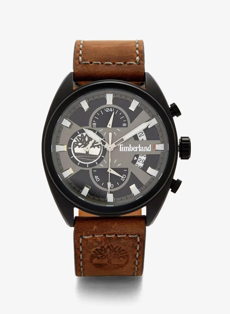 Timberland Seabrook Grey Dial Brown Leather Strap Chronograph Watch For Men 45mm