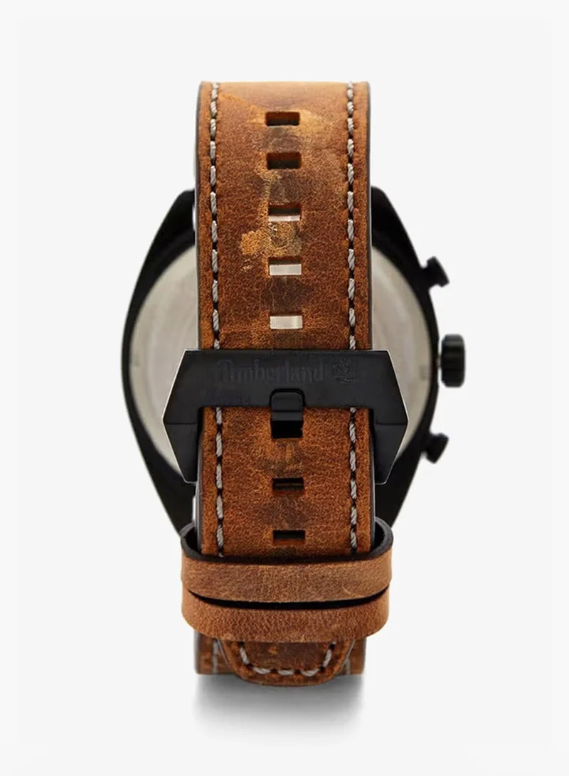 Timberland Seabrook Grey Dial Brown Leather Strap Chronograph Watch For Men 45mm