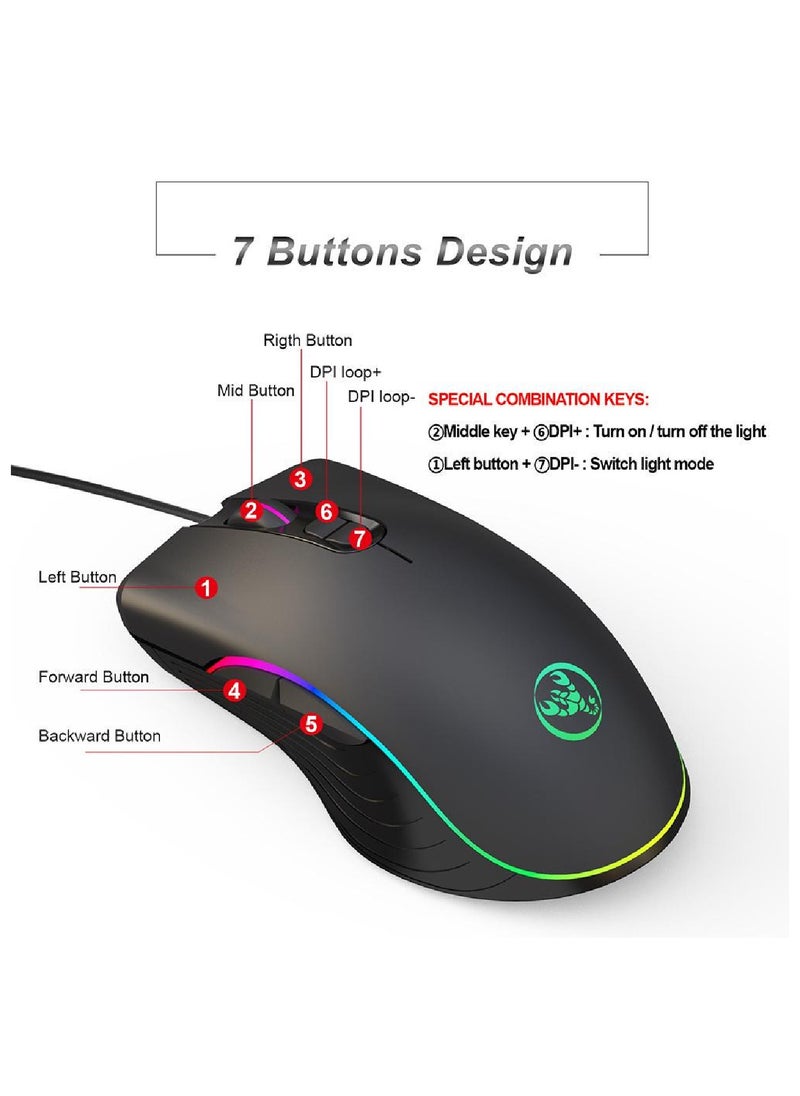 YONK A867 RGB Backlit Optical Gaming Mouse Black  - Image 5
