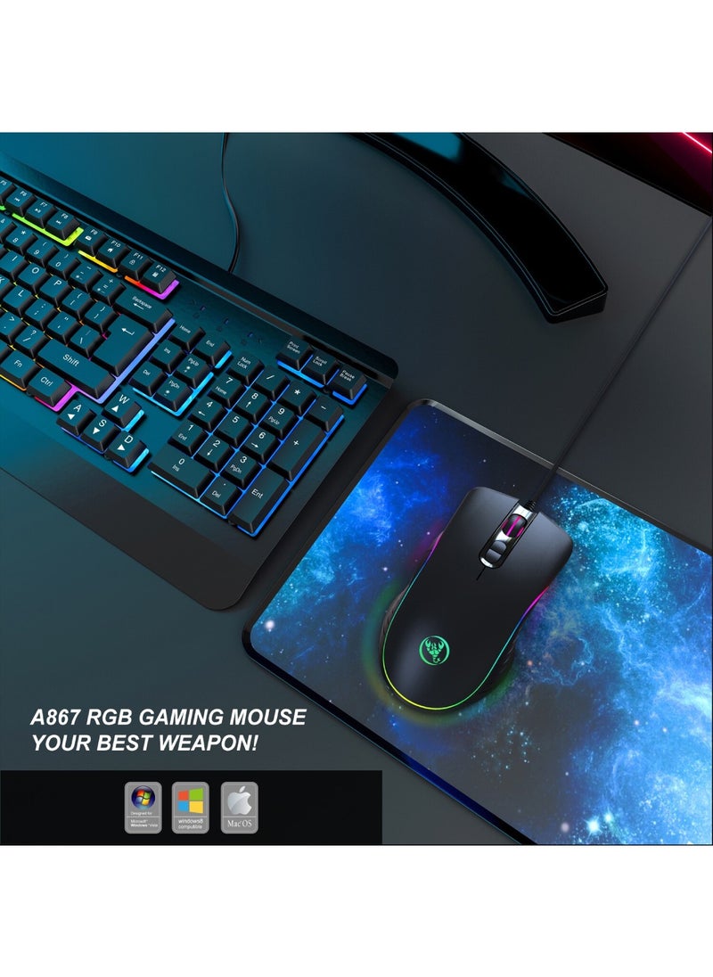 YONK A867 RGB Backlit Optical Gaming Mouse Black  - Image 3