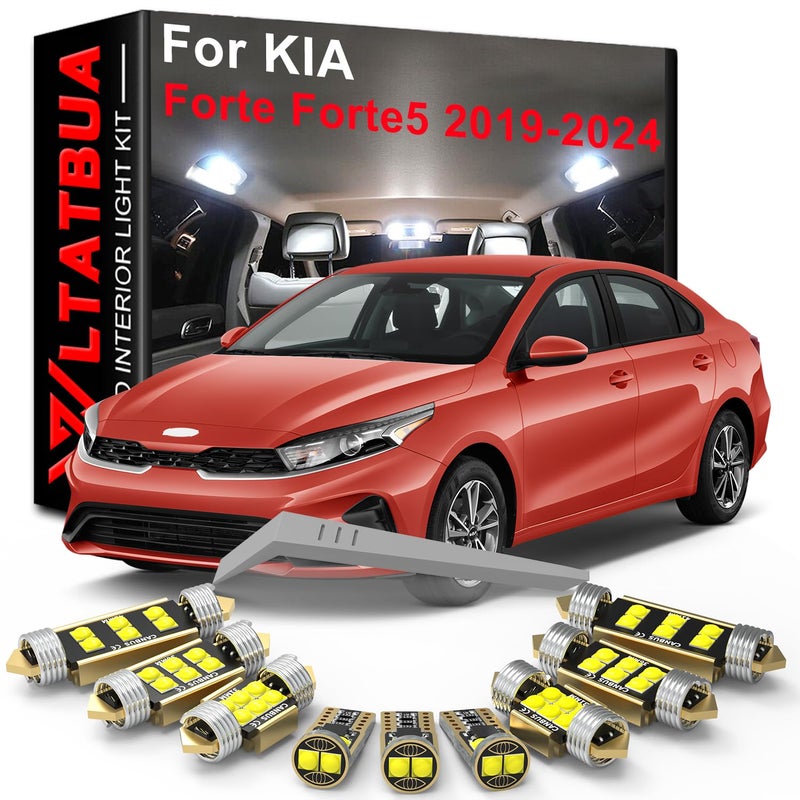 LED Interior Light Kit Package Replacement for KIA Forte Cerato K3 2019 2020 2021 2022 2023 2024 Super Bright 6000K White Bulbs Install Tool