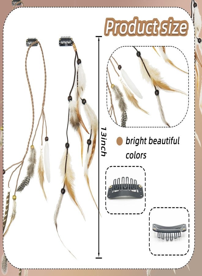 TACOLO Natural Handmade Colorful Boho Hair Clips, 13 Inch Vintage Feather Extensions for Decor, Party Theme, and DIY Accessories - Image 2