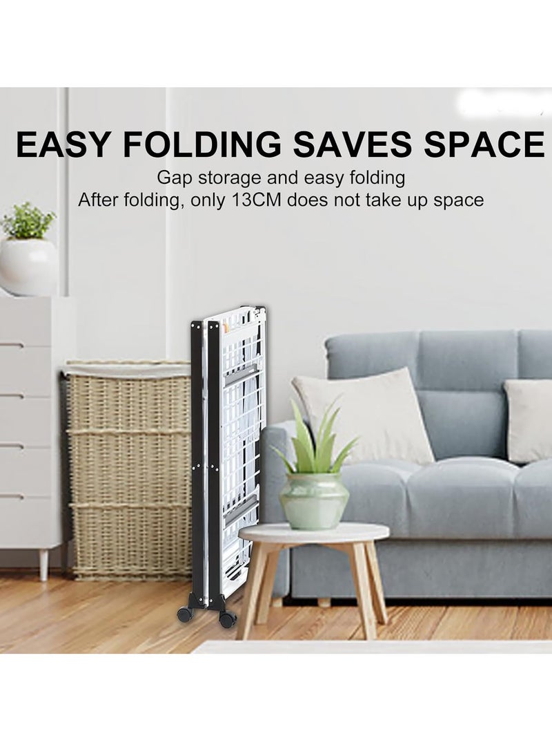 Drying Rack, 2-Level Stainless Steel Folding Clothes Dryer Rack, Heavy Duty Floor Clothes Rack with Wheels, Laundry Rack for Indoor/Outdoor  - Image 2