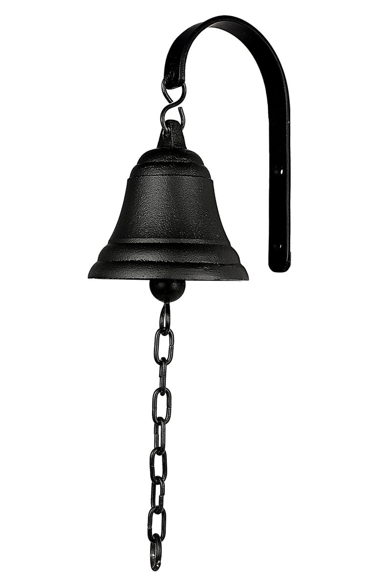DECONOOR DECONOOR Vintage Cast Iron Dinner Bell as Entry Door Bell Outside Hanging Decor or Indoor Decoration Wall Antique Farm and Front Gate Bell Black 