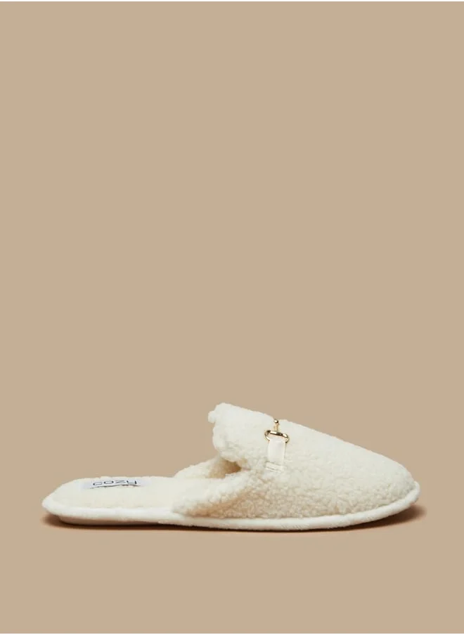 كوزي Women Borg Textured Slip-On Bedroom Mules