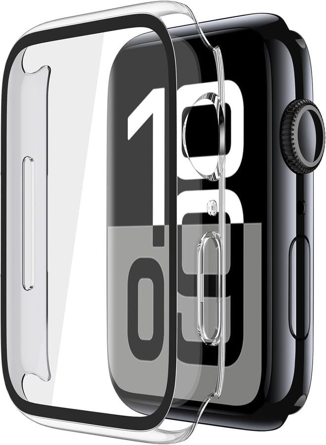 Misxi 2 Pack Tempered Glass Case Compatible for Apple Watch Series 10 (2024) 46mm, Hard PC Screen Protector Protection Ultra-Thin Lightweight Scratch-Resistant Cover for iWatch, Crystal Transparent