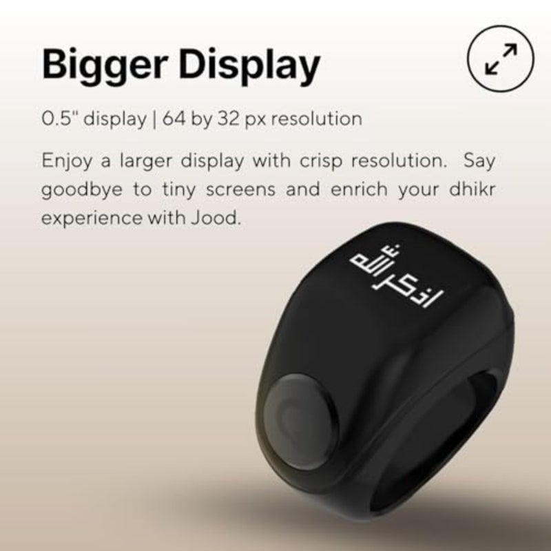 Muslim prayer ring for daily worship use, silicone band with green finish, OLED display and counter, IPX67 waterproof, three size options - Image 3