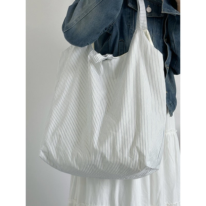Canvas Striped Tote Bag for Women 2026, Large Capacity - Image 3