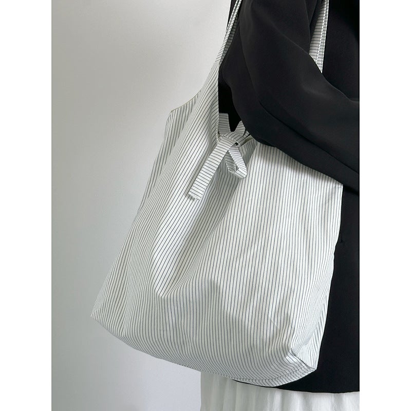 Canvas Striped Tote Bag for Women 2026, Large Capacity - Image 1