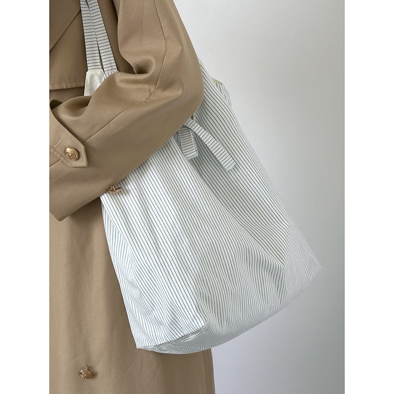 Canvas Striped Tote Bag for Women 2026, Large Capacity - Image 4