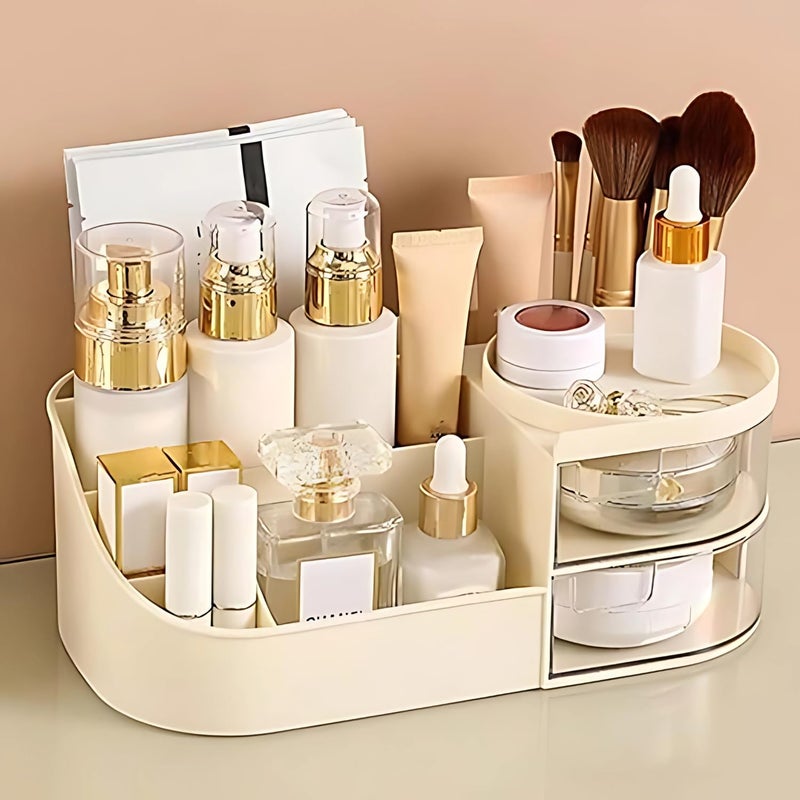 Lamok Elegant Makeup Organizer for Cosmetic Skincare Storage Box with Clear Drawers Cream - Image 1
