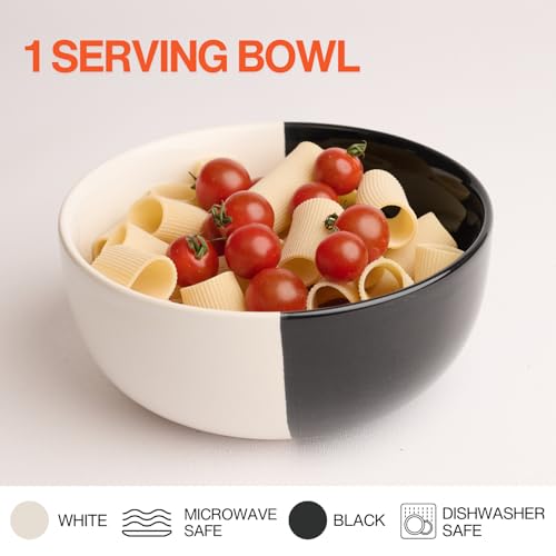 BLACKCARROT White & Black Solid Serving Bowl - 1.5L, Pack of 1, Scratch Resistant, Microwave, Dishwasher & Freezer Safe - Image 2