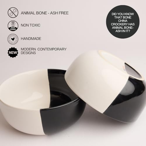 BLACKCARROT White & Black Solid Serving Bowl - 1.5L, Pack of 1, Scratch Resistant, Microwave, Dishwasher & Freezer Safe - Image 4