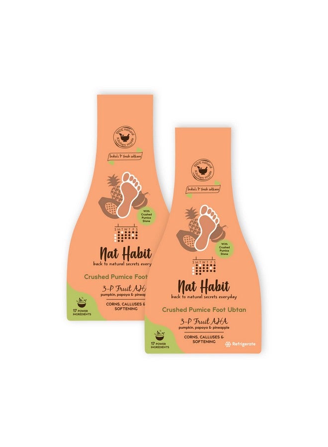 عادة نات Nat Habit Fresh 3P-AHA Foot Ubtan، مقشر للقدمين بحجر الخفاف المطحون | لتخفيف الجلد القاسي، والتقشير العميق | يمنع الشيخوخة والتجاعيد | طبيعي 100%، مستوحى من الأيورفيدا، عبوة من قطعتين  - Image 1