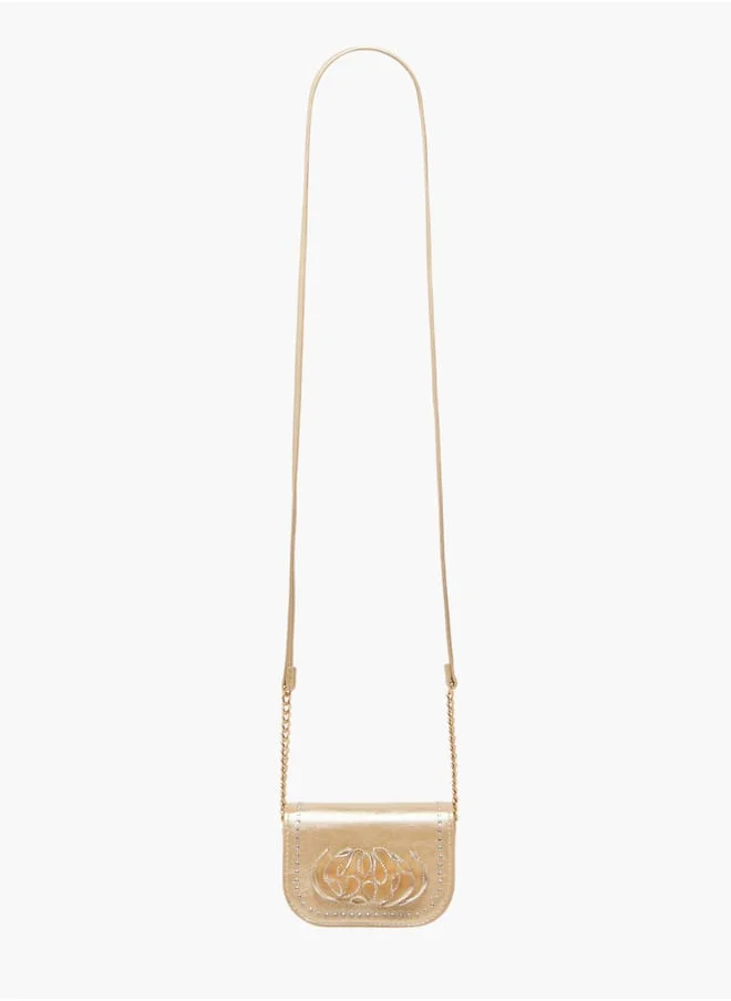 سيليست Girls Embellished Crossbody Bag with Chain Strap and Button Closure
