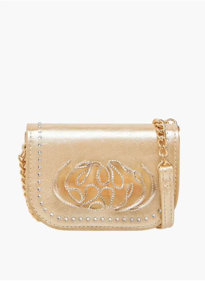 سيليست Girls Embellished Crossbody Bag with Chain Strap and Button Closure